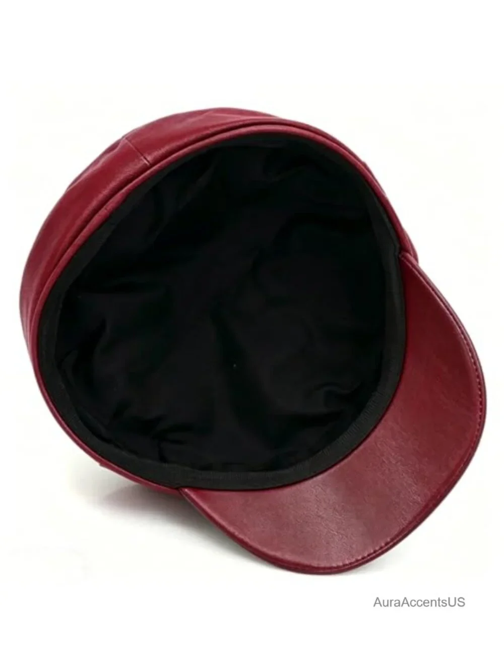 PU Leather Newsboy Cap Vintage Military Flat Top Beret Hat Women